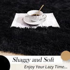 Oval Fluffy Rug Black 3x9