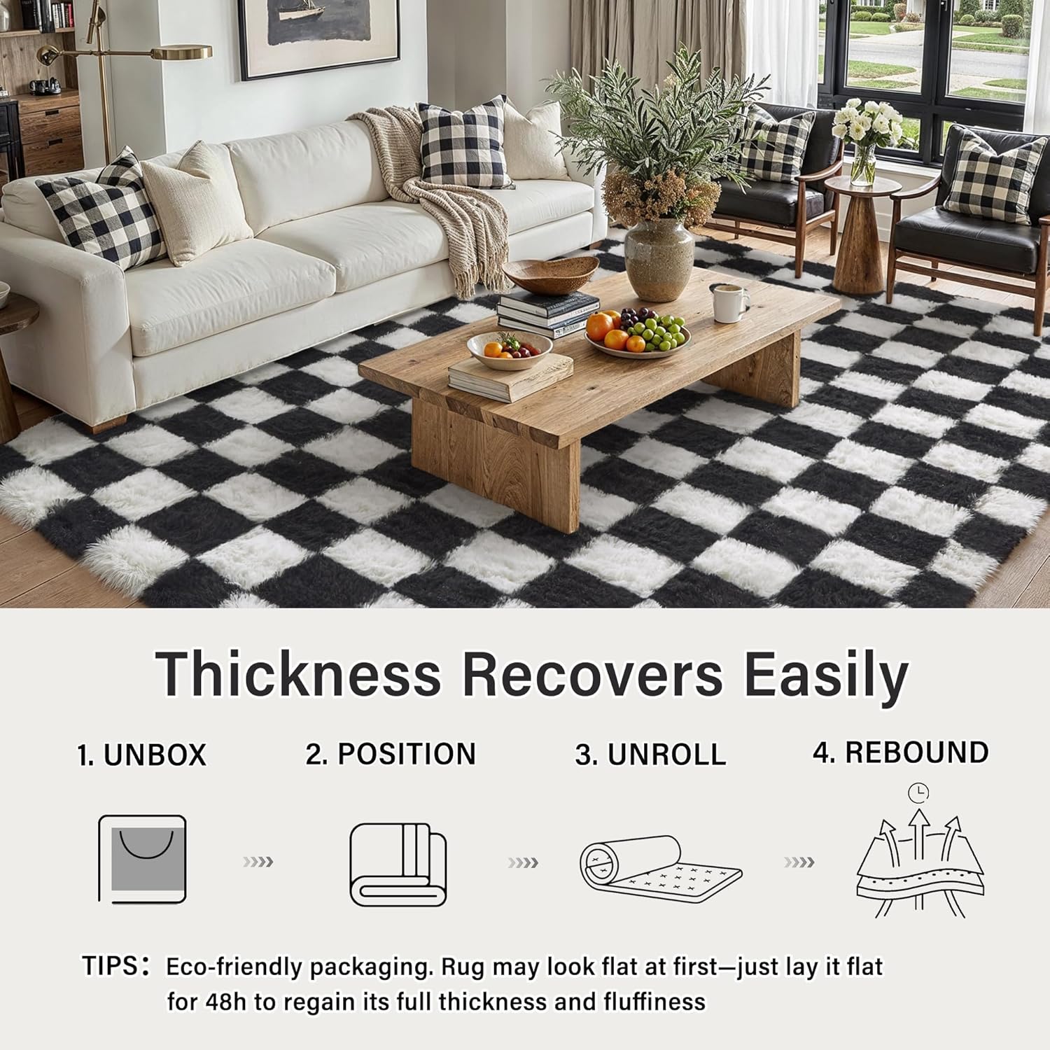 Checkerd Shag Rug