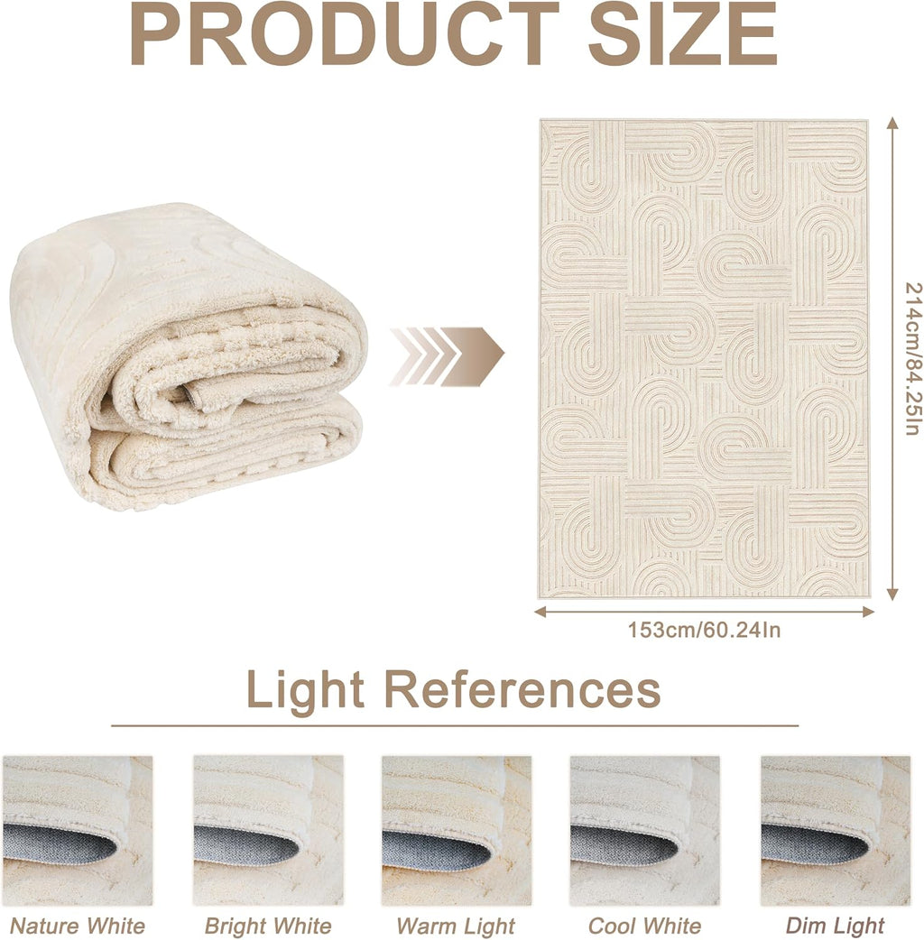 Arch Cream Boho Washable Rug - Rugsco.ca