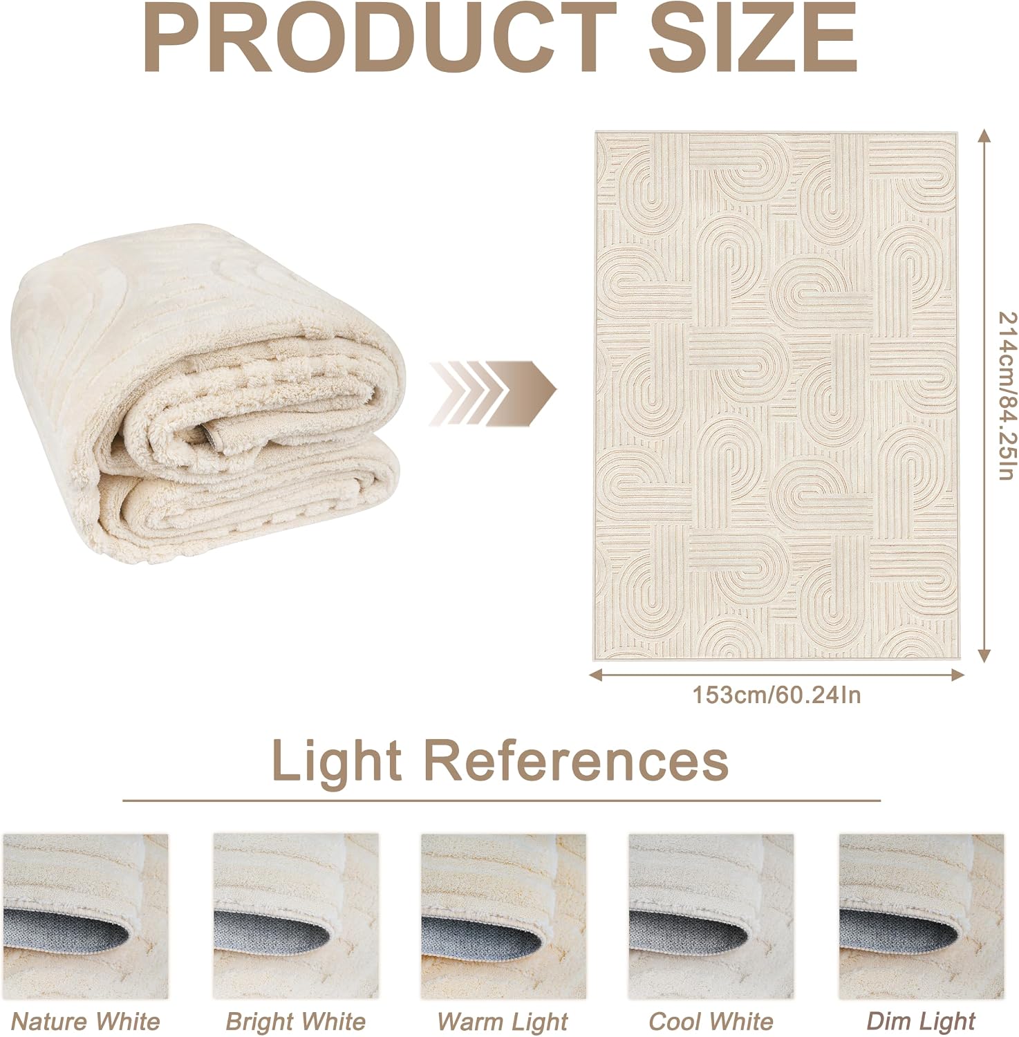 Arch Cream Boho Washable Rug - Rugsco.ca