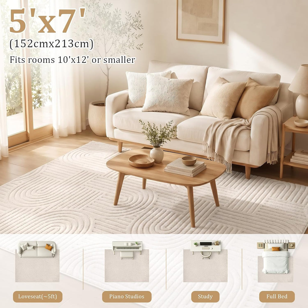 Beige Arch Washable Rug - Rugsco.ca