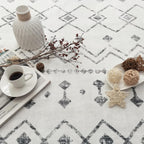 Modern Washable Rug Boho Non-Slip White and Grey Area Rug