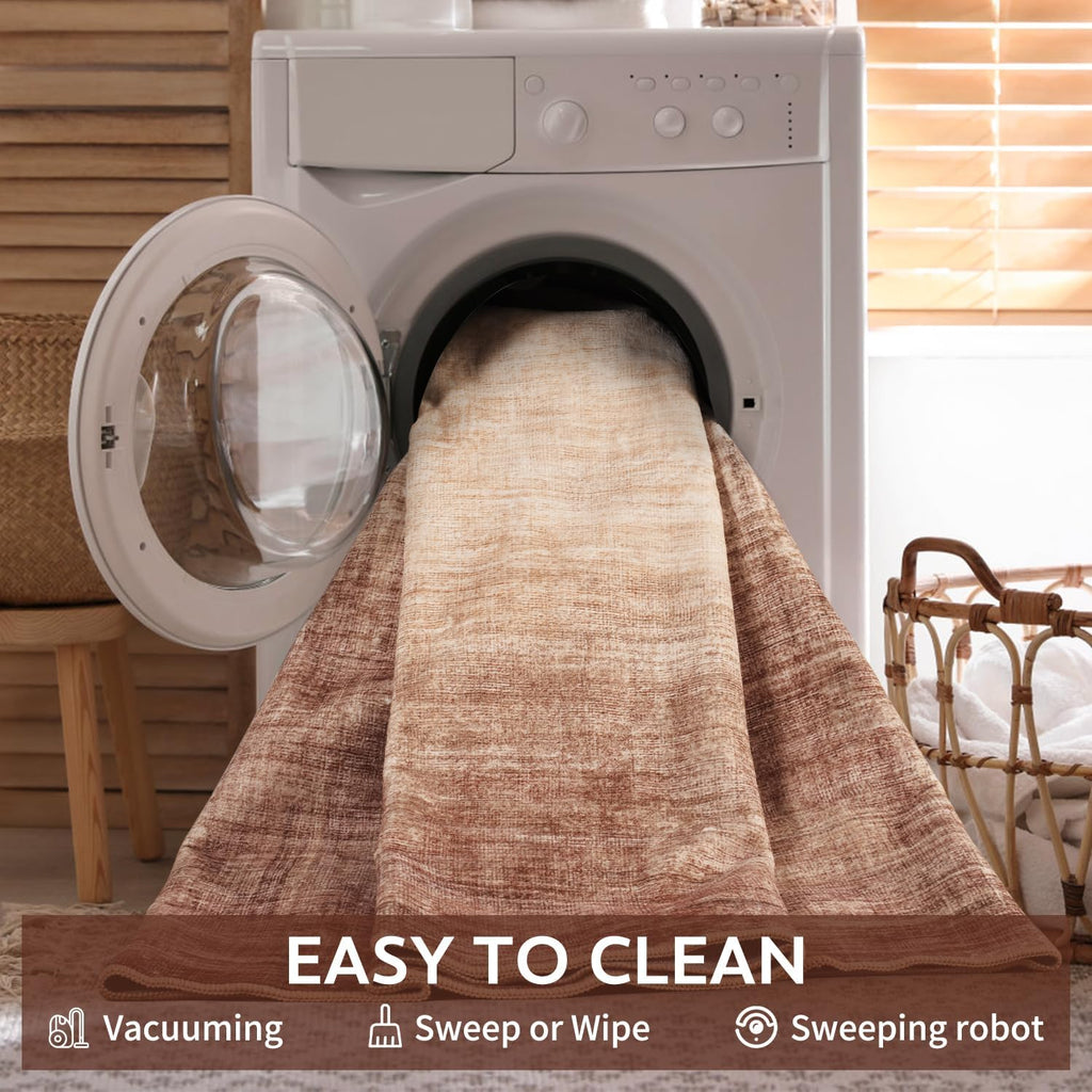 Modern Rug Red Abstract Non Slip Modern  Living Room Kitchen and Bedroom