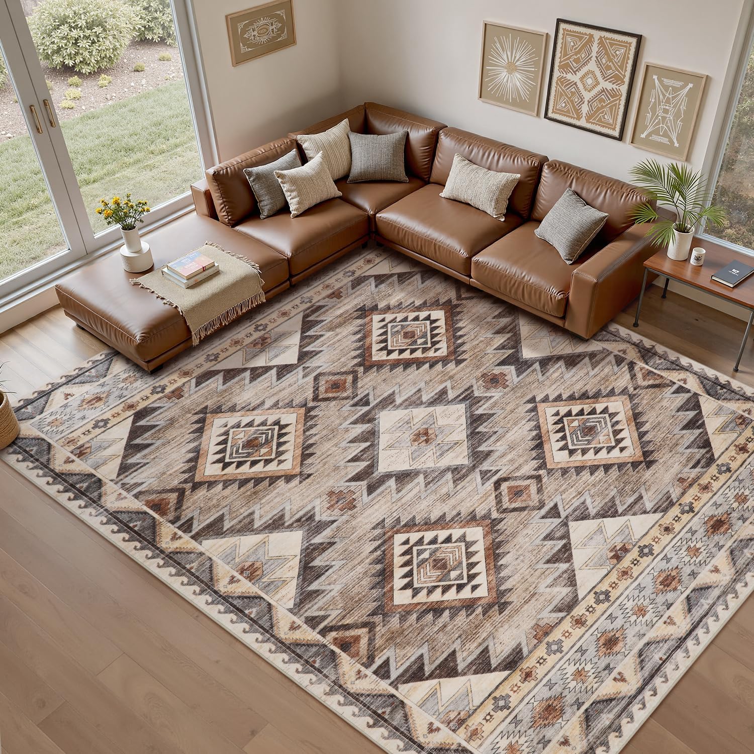 Brown Moroccan Boho Washable Rug - Rugsco.ca