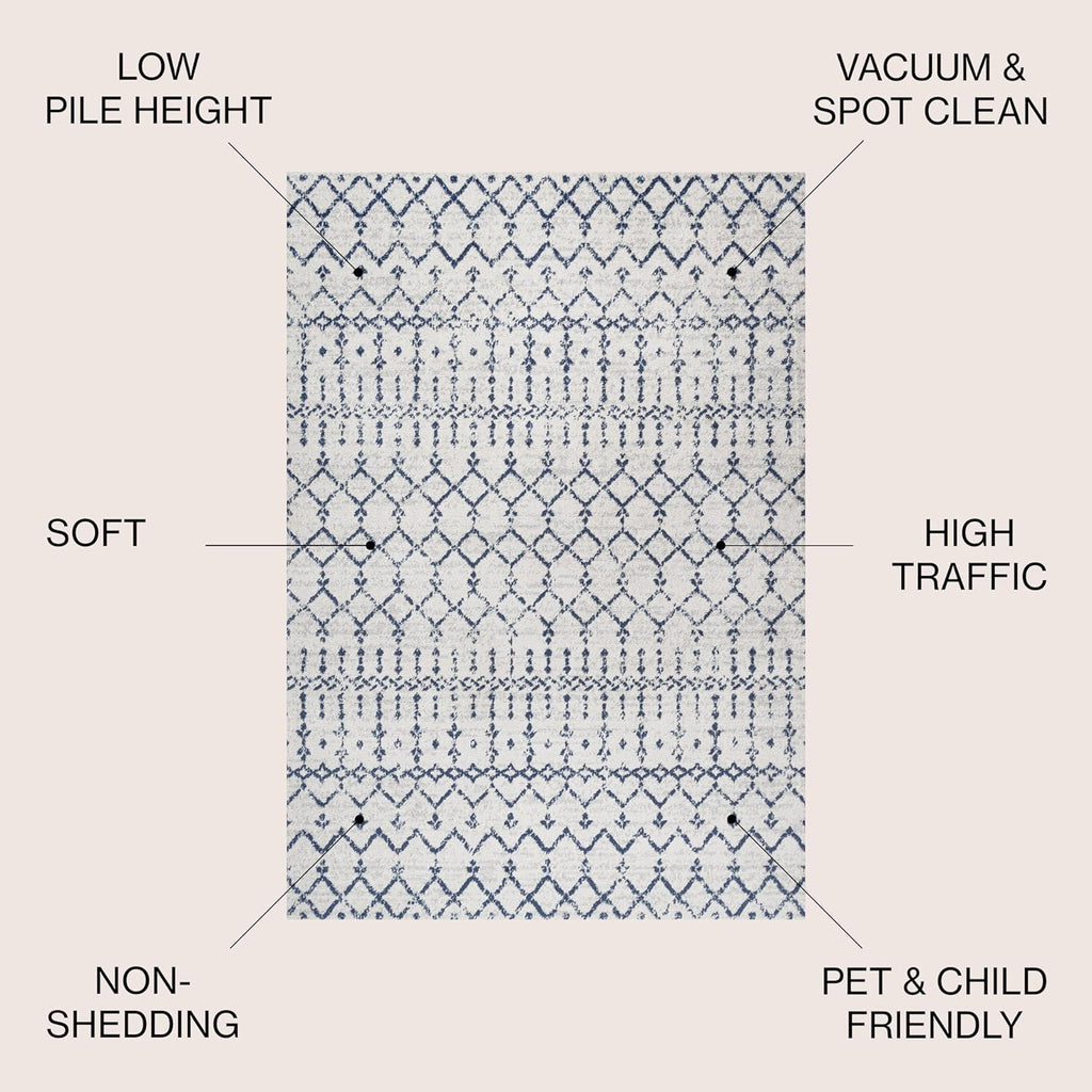 Bohemian Rug Classic 4x6 White and Blue Area Carpet
