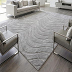Pearl Grey Waves Washable Rug - Rugsco.ca
