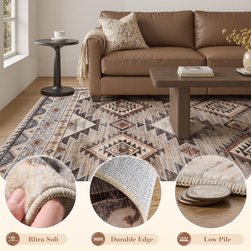 Brown Moroccan Boho Washable Rug - Rugsco.ca