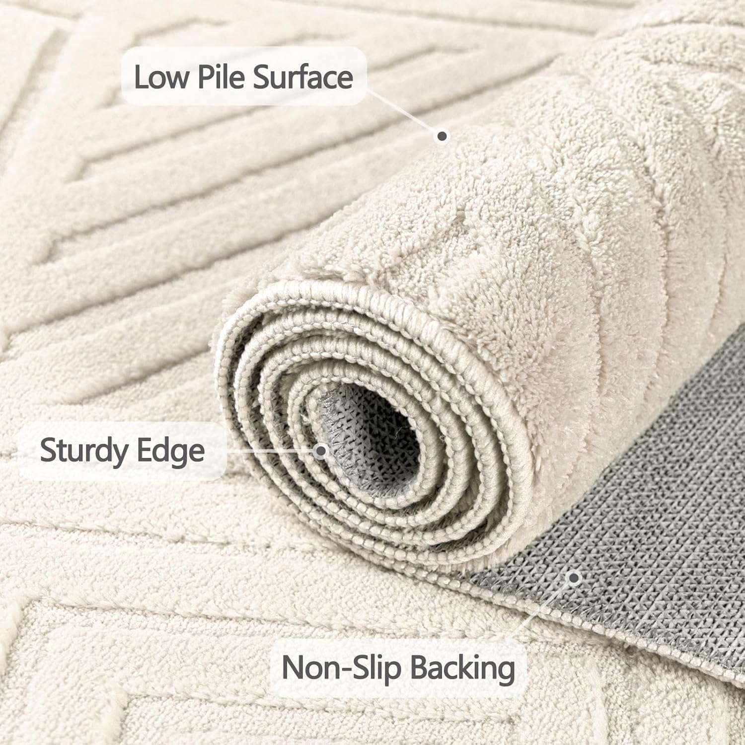 Checkered Cream Boho Washable Rug - Rugsco.ca