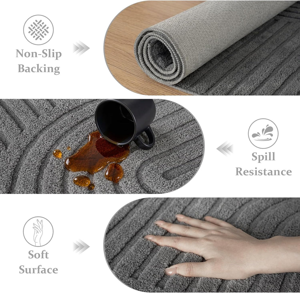 Grey Geometric Washable Rug - Rugsco.ca