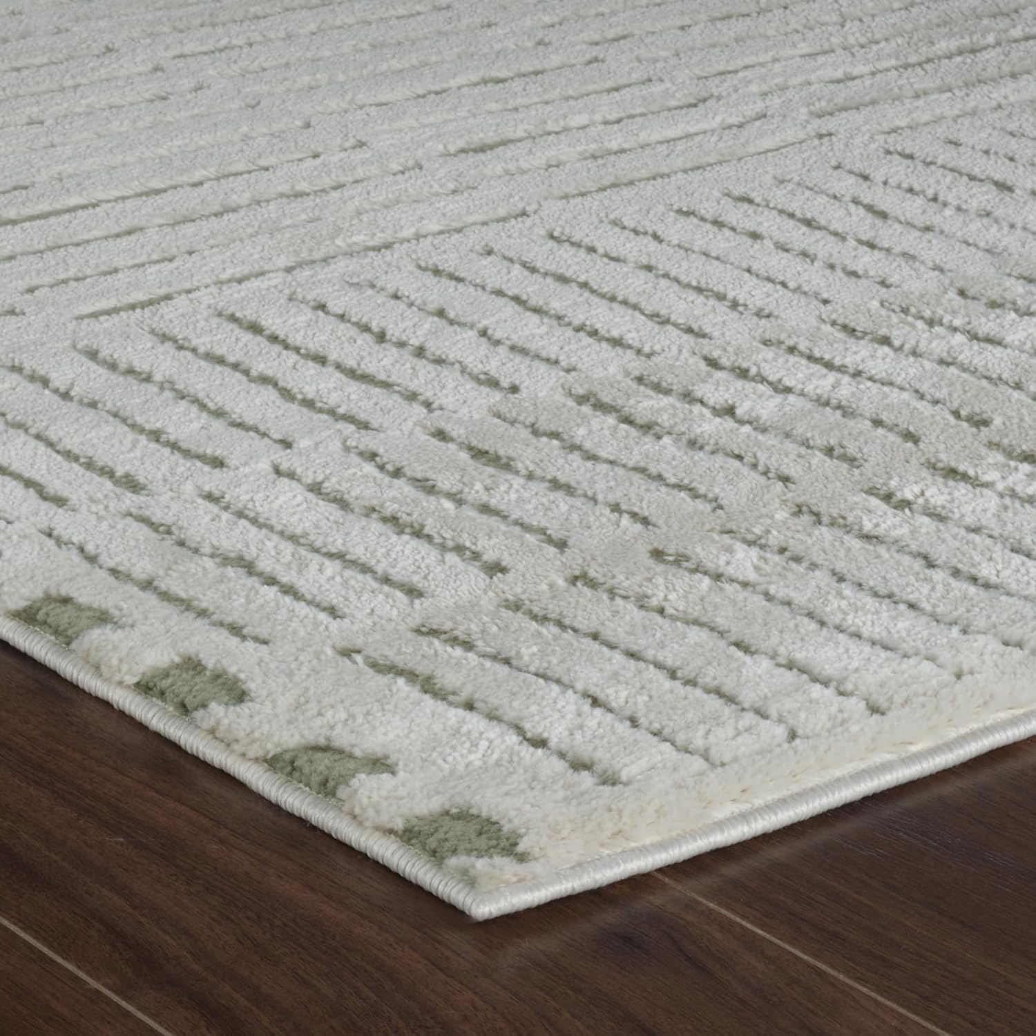 Boho Rug 4x6 High Quality Traditional White and Green Area Rug