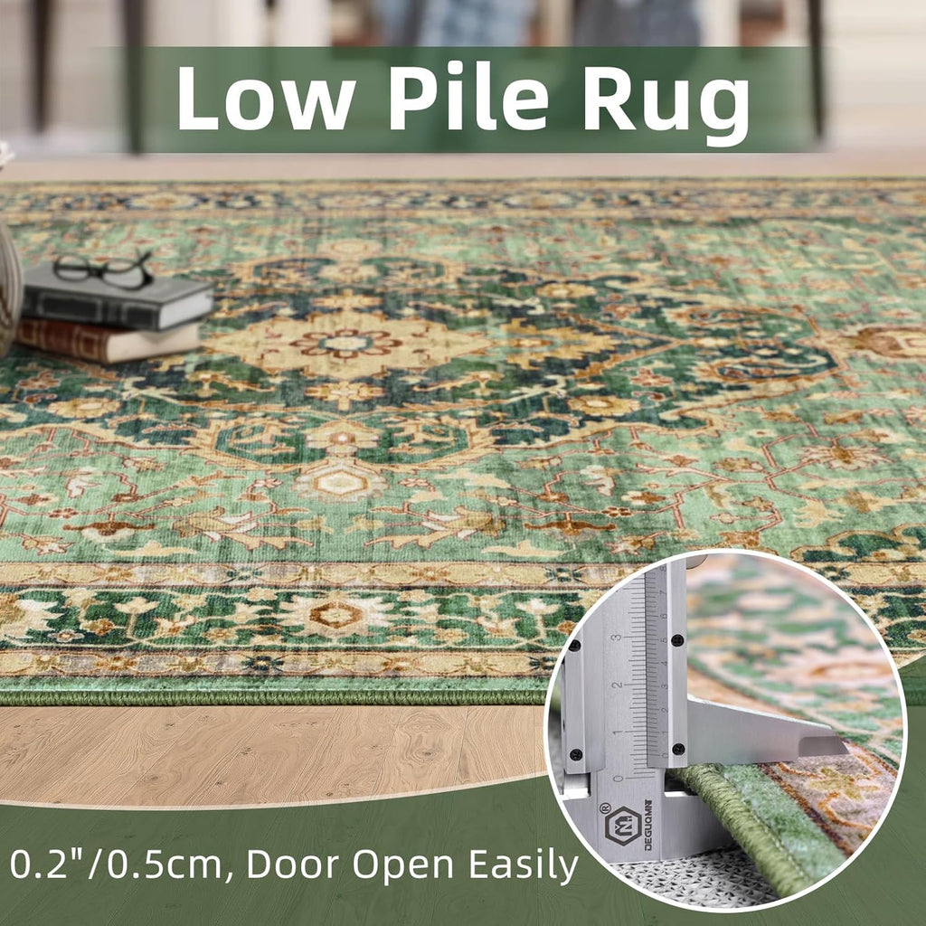 Turkish Rug Green Living Room Kitchen and Bedroom