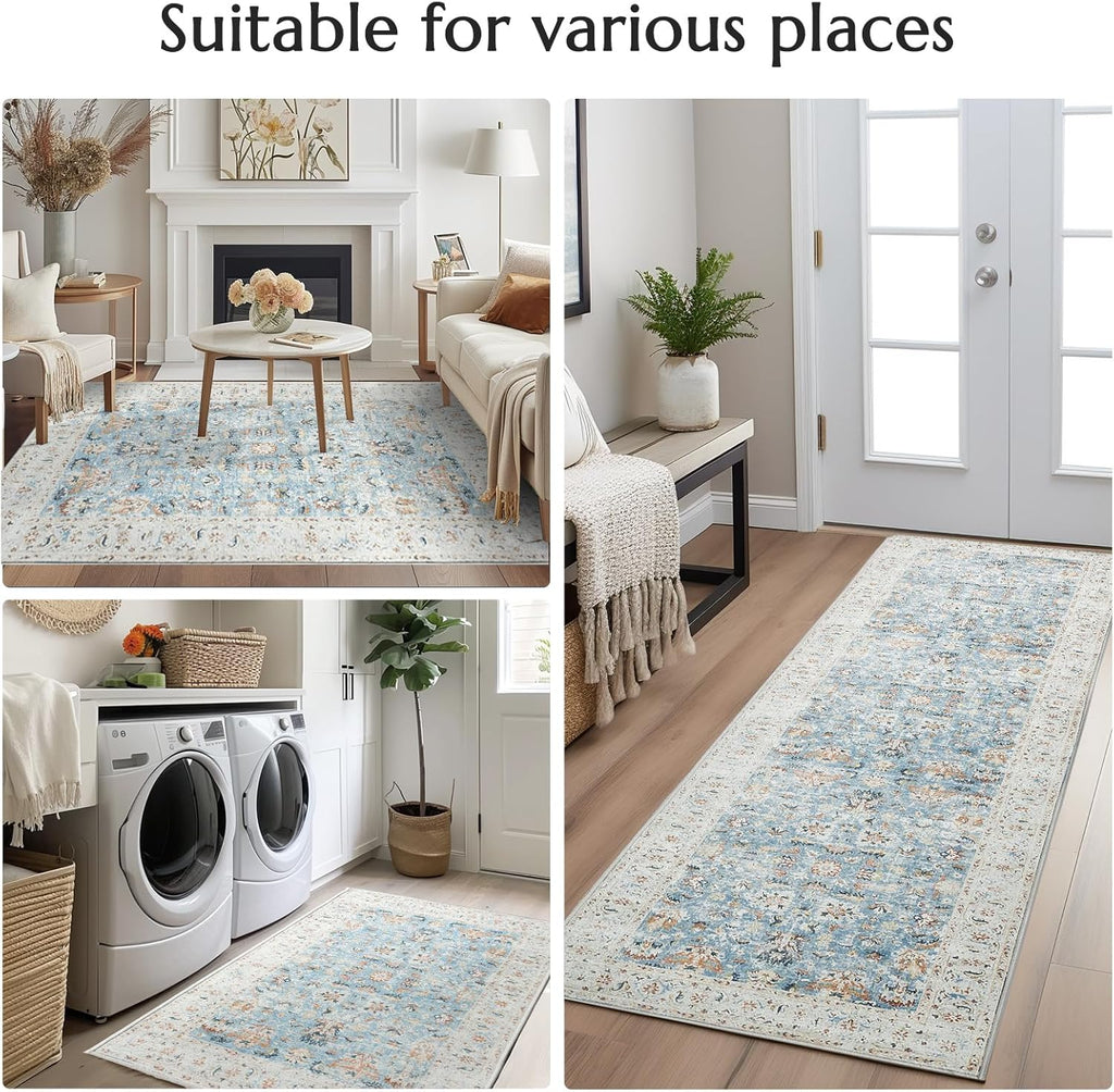 Vintage Blue Rug Living Room  Kitchen and Bedroom