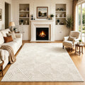 Checkered Cream Boho Washable Rug - Rugsco.ca