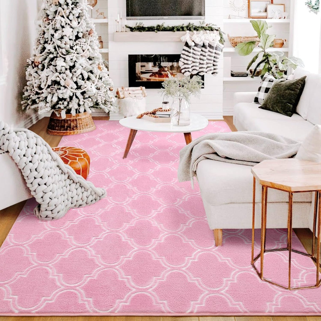 Pink And White Area Rug