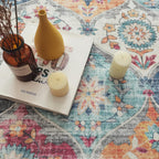 Modern Washable Rug Turkish Inspired Non-Slip Multicolor Area Rug Carpet