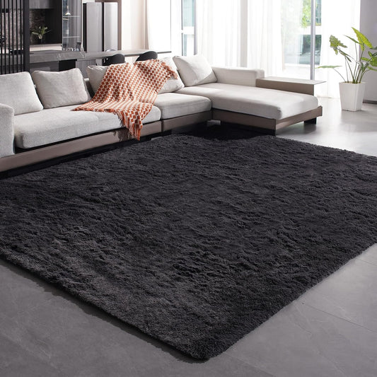 Shag Rug Large Size Cloud Night Grey Fluffy Machine Washable Area Rug