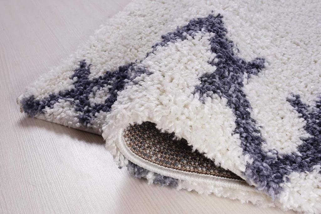 Shag Rug Boho 4x6 White and Grey Area Carpet 