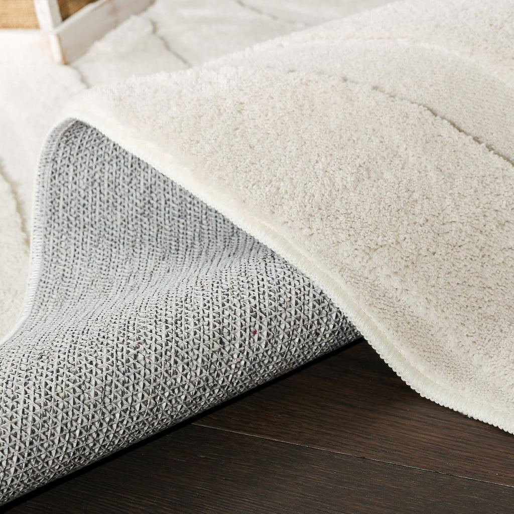 Pearl Cream Waves Washable Rug - Rugsco.ca