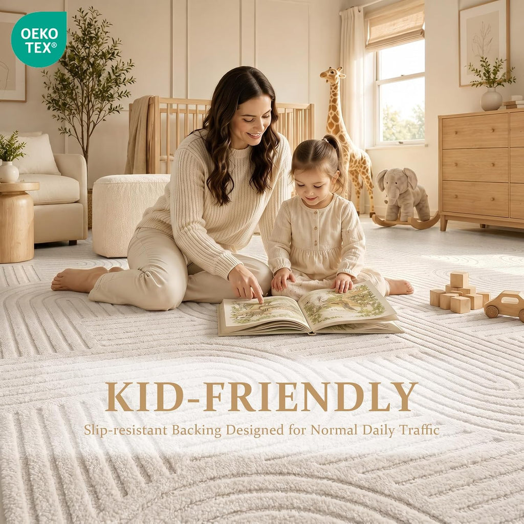 Beige Arch Washable Rug - Rugsco.ca