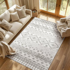 Boho Rug White Non Slip Modern  Living Room Kitchen and Bedroom