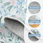 Blue Scalloped Floral Washable Rug - Rugsco.ca