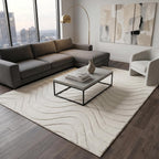 Pearl Cream Waves Washable Rug - Rugsco.ca