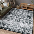 Modern Rug 5x7 Thin Black and Grey Machine Washable Area Rug