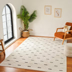 Boho Rug 4x6 High Quality Dashes White and Black Area Rug
