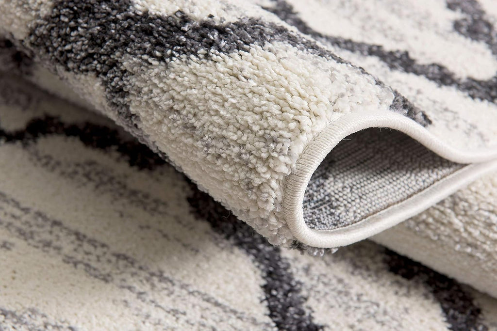 Modern Abstract Rug 4x6 White Grey Boho Modern  Living Room Kitchen and Bedroom Area Rug
