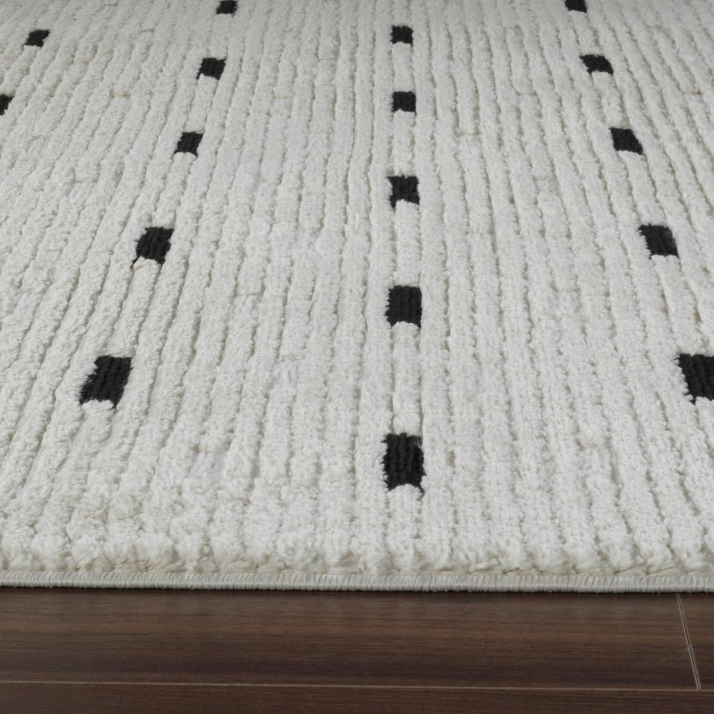 Boho Rug 4x6 High Quality Dashes White and Black Area Rug