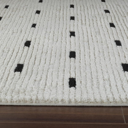 Boho Rug 4x6 High Quality Dashes White and Black Area Rug