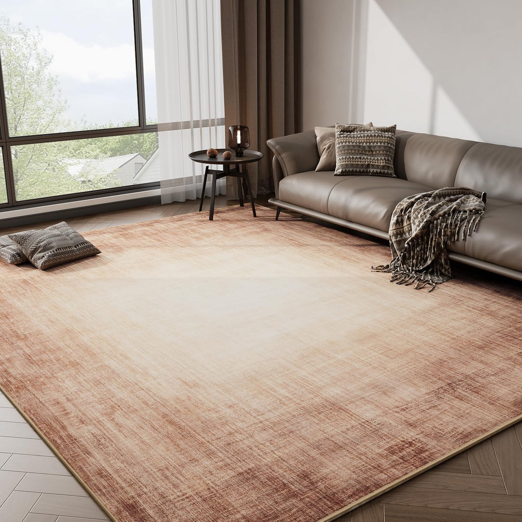 Modern Rug Red Abstract Non Slip Modern  Living Room Kitchen and Bedroom