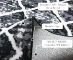 Modern Rug 5x7 Thin Black and Grey Machine Washable Area Rug