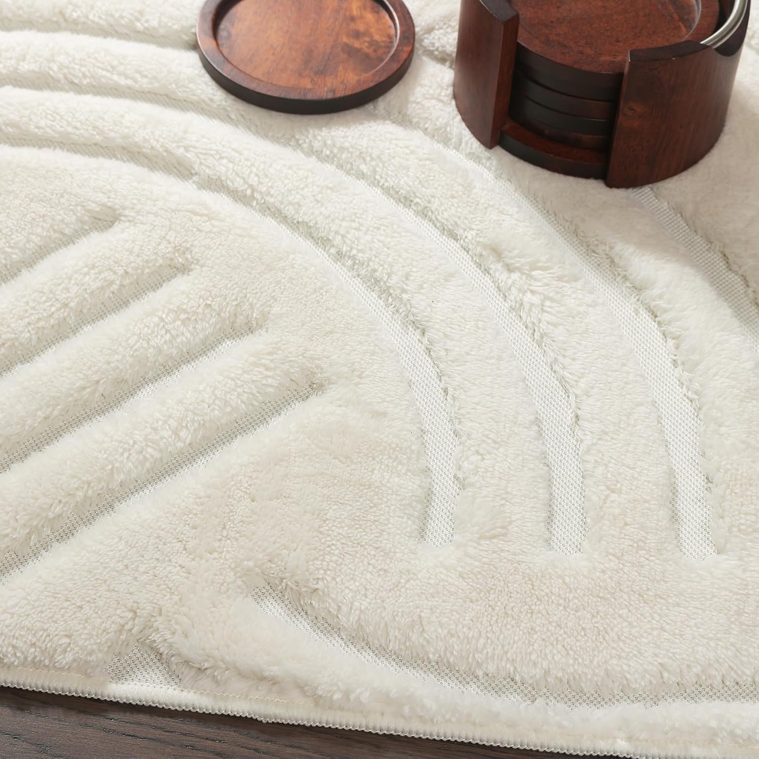 Velvet Crescent Cream Washable Rug - Rugsco.ca