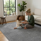 Grey Geometric Washable Rug - Rugsco.ca