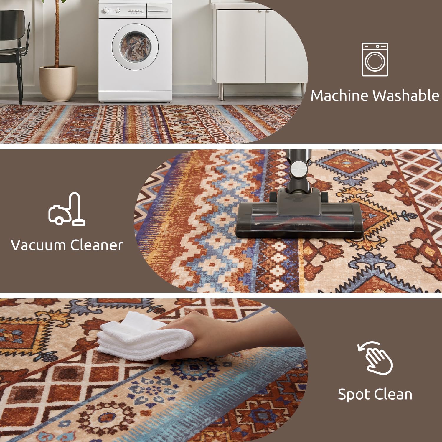 Multi Color Moroccan Boho Washable Rug - Rugsco.ca