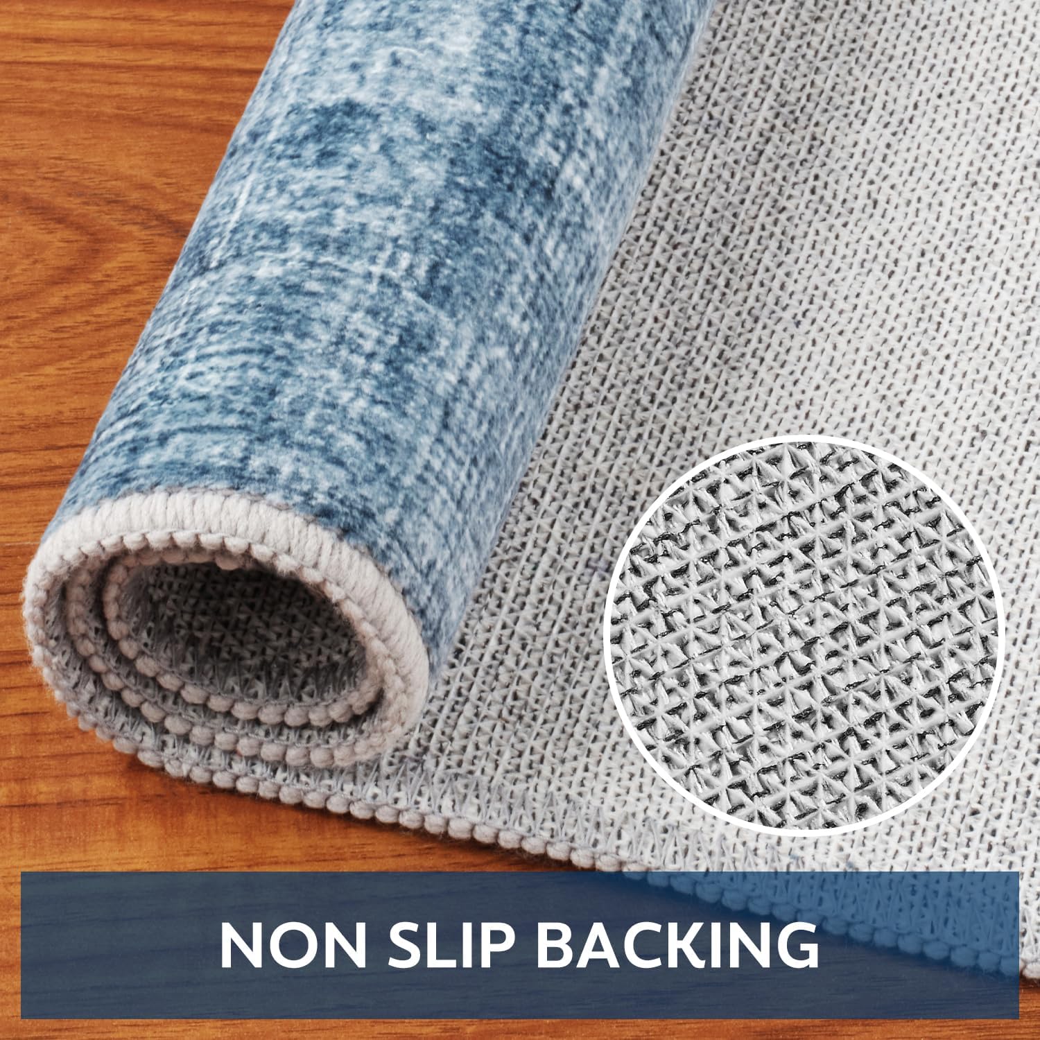 Modern Rug Blue  Abstract Non Slip Modern  Living Room Kitchen and Bedroom