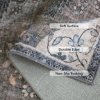Turkish Blue grey Rug Non Slip Modern  Living Room Kitchen and Bedroom