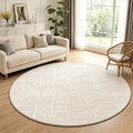 Geometric Cream Boho Round Washable Rug - Rugsco.ca
