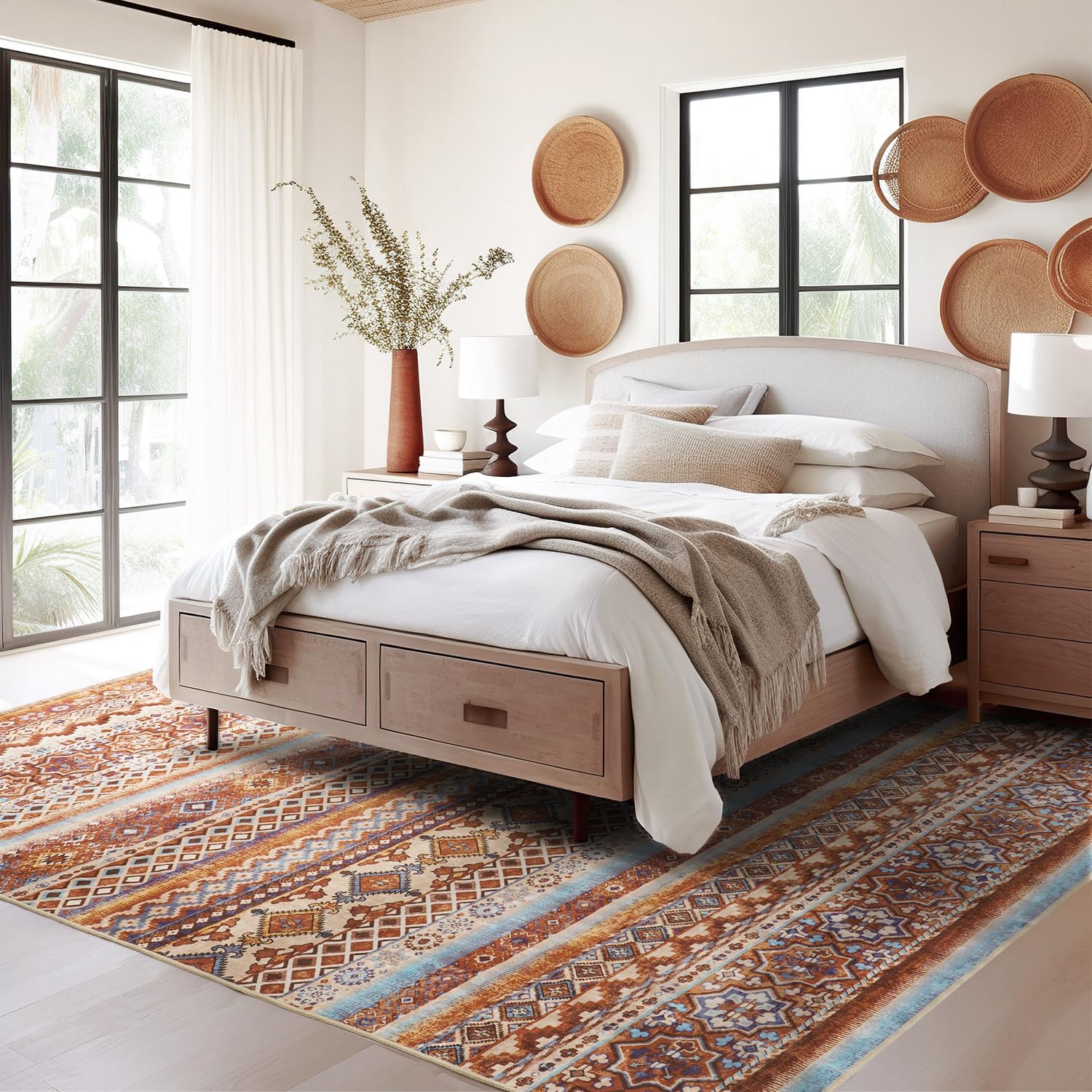 Multi Color Moroccan Boho Washable Rug - Rugsco.ca