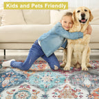 Modern Washable Rug Turkish Inspired Non-Slip Multicolor Area Rug Carpet