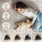 Beige Tufted Boho Geometric Washable Rug - Rugsco.ca