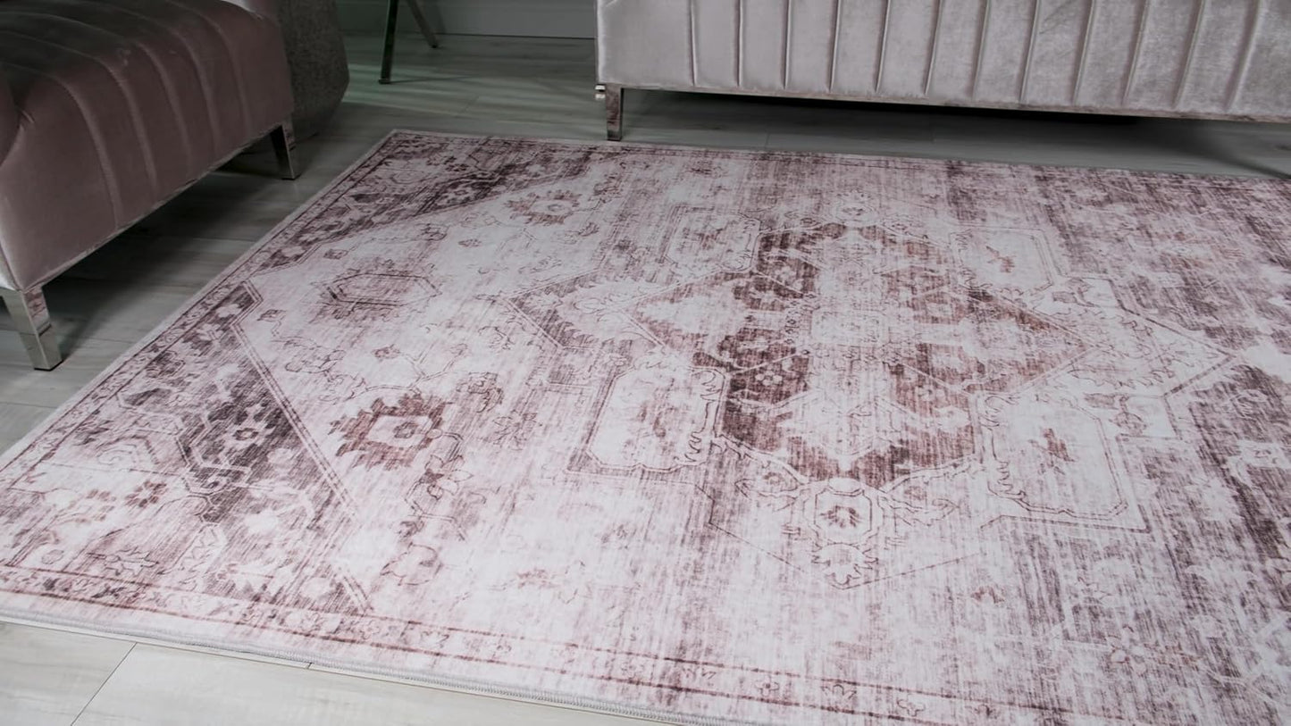 Artist Rug Collection Abstract Boho Brown Living Room Bedroom Area Rug - brch-0097