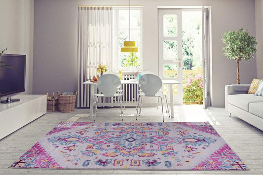 Joy Rug Collection Traditional Rug 5x7 Floral Patterned Pink Multicolor Area Rug
