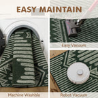Green Tufted Boho Geometric Washable Rug - Rugsco.ca