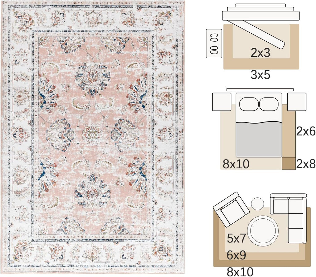 Pink Rug Living Room  Kitchen and Bedroom