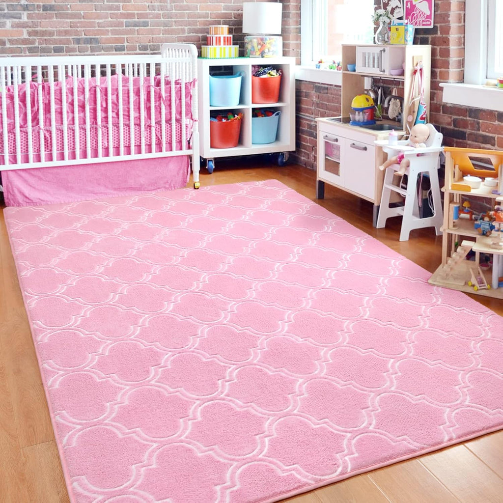 Pink And White Area Rug