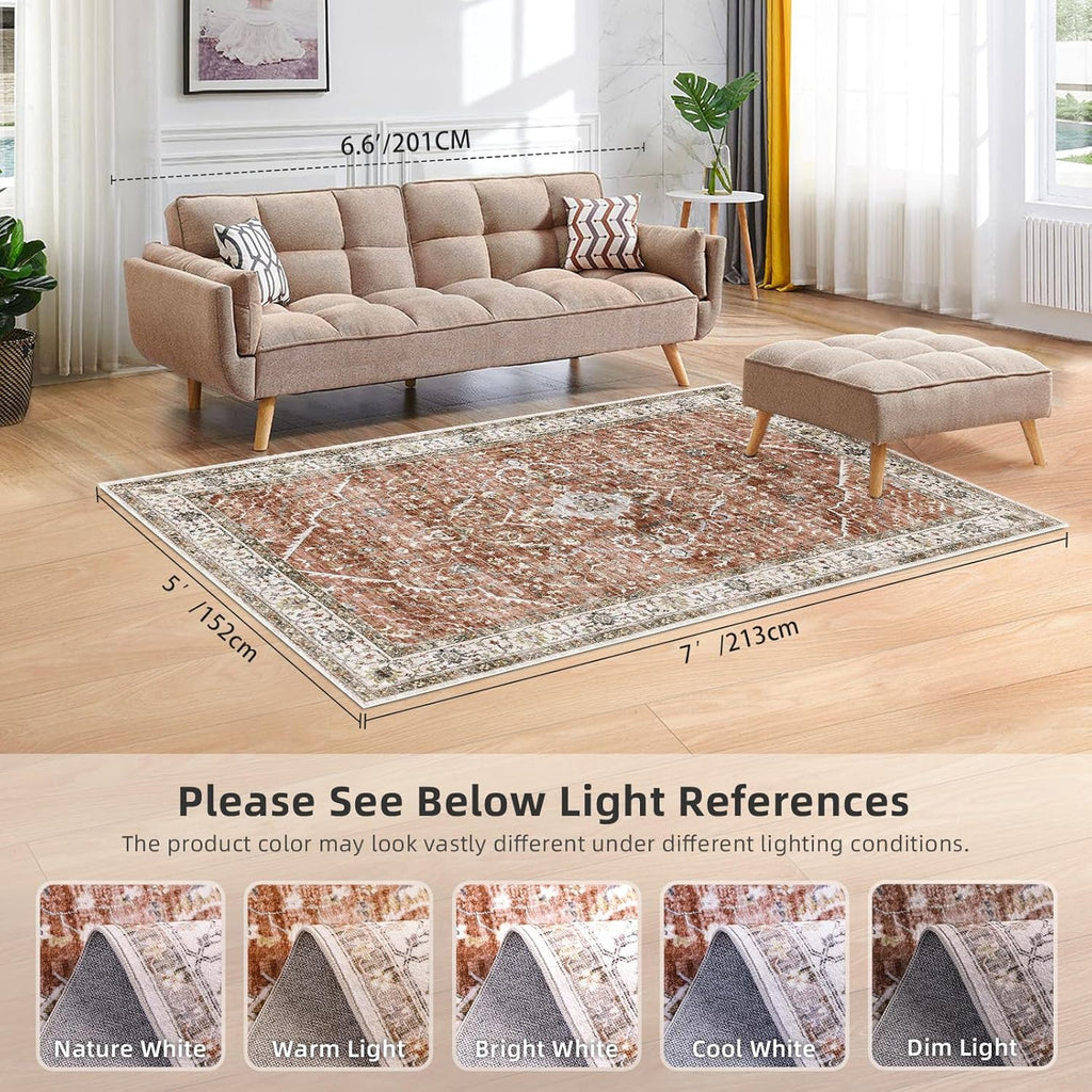 Turkish Rug Red Living Room Kitchen and Bedroom