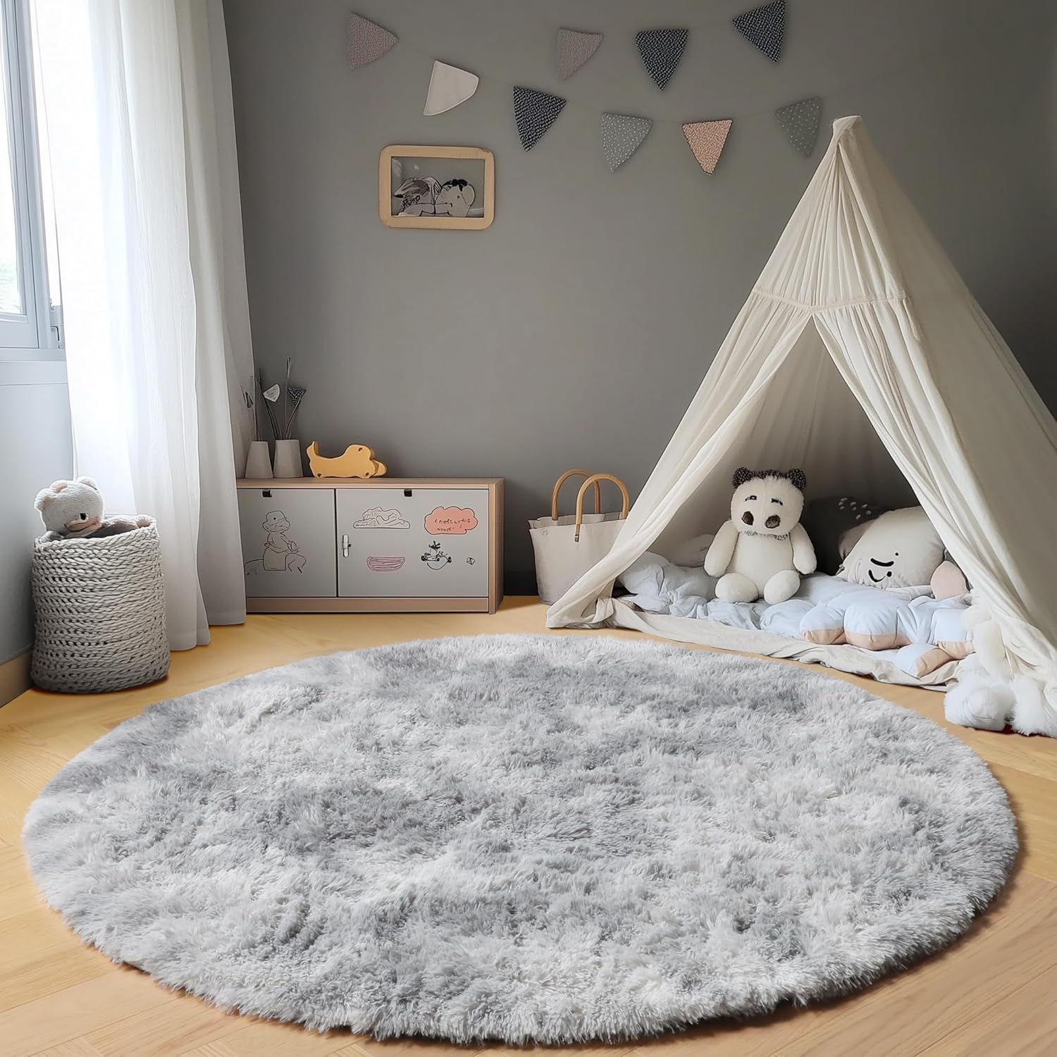 Round Fluffy Rugs Living Room & Bedroom Rug & Kids Room - rgc-00190