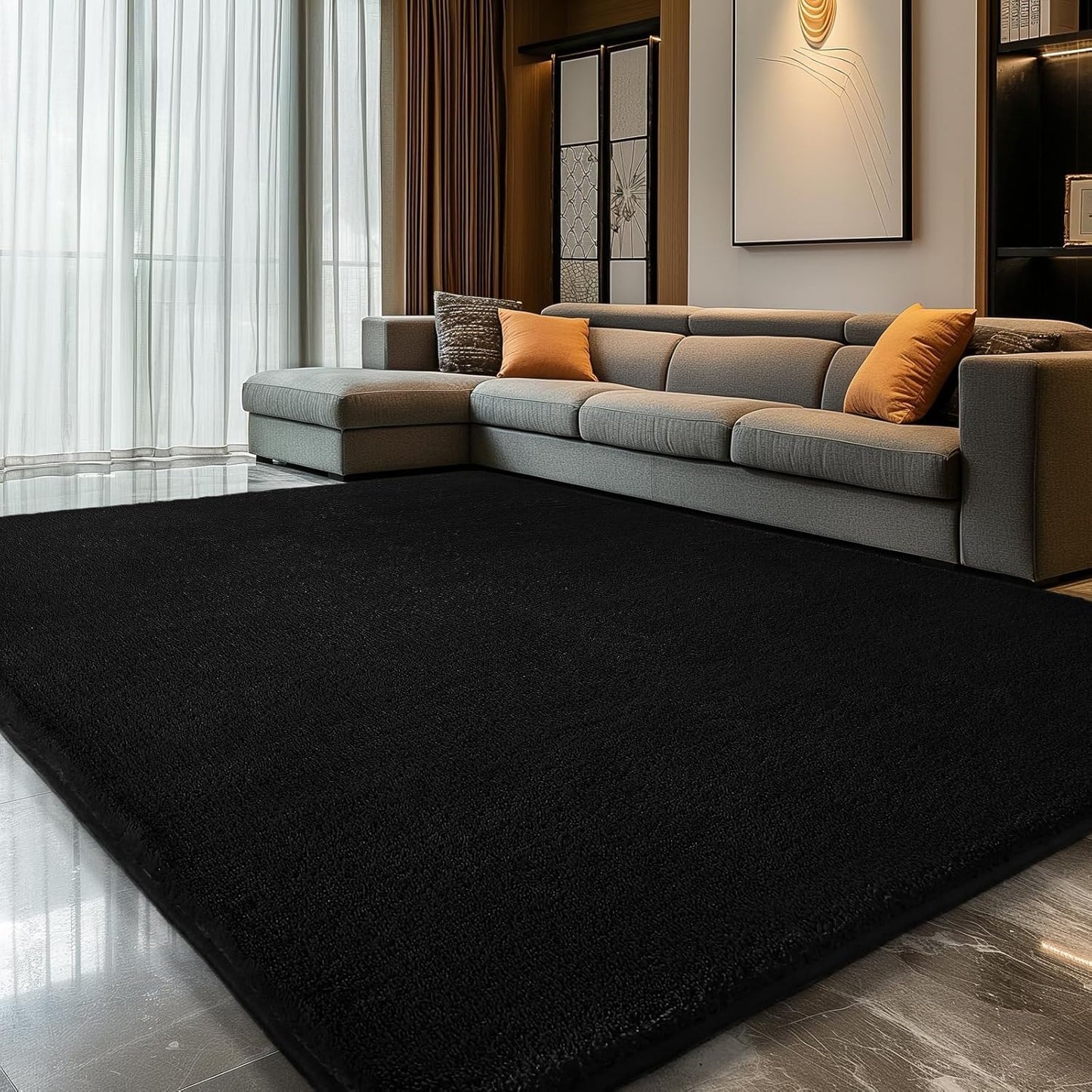 Shag Rug Extra Large Soft Fluffy Washable Area Rug Black